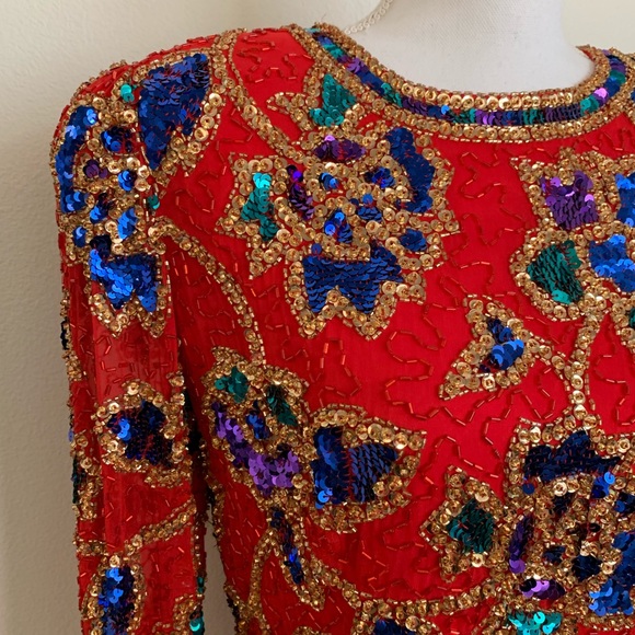 80s Oleg Cassini Beaded Top